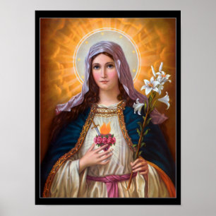 Poster Holy Mother Mary Immaculate heart,St Mary,Catholic