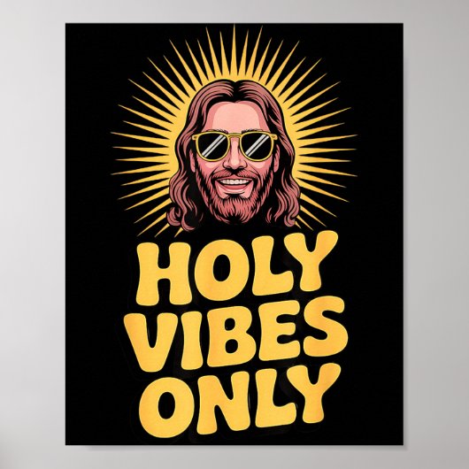 Poster Holy Vibes Only Funny Jesus Religious Christian Fa (Devant)