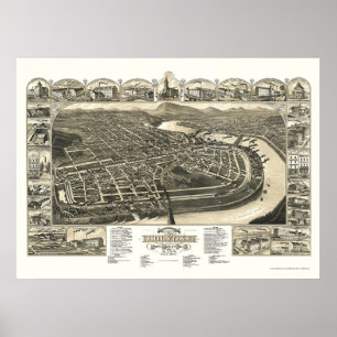 Poster Holyoke, MA Carte panoramique - 1881