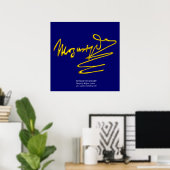Poster HOMAGE À MOZART Gold Signature Du Compositeur Blue (Bureau à domicile)