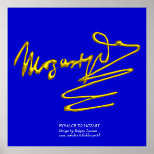 Poster HOMAGE À MOZART Gold Signature Du Compositeur Blue