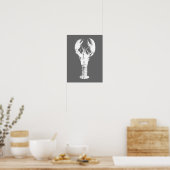 Poster Homard blanc sur gris / gris (Cuisine)
