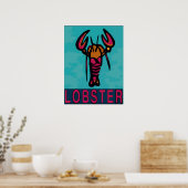 Poster Homard bleu blanc rouge (Cuisine)
