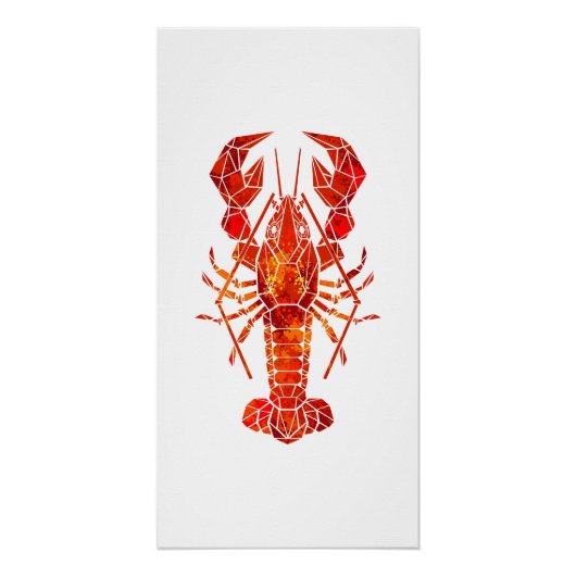 Poster Homard polygonal rouge (Devant)