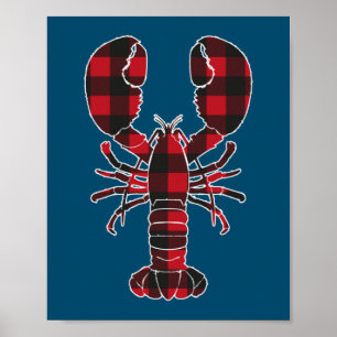 Poster Homard Rouge Plaid Buffalo Correspondance famille