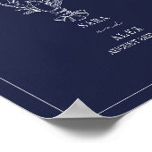 Poster Homard rustique Bleu foncé Plage Mariage Bienvenue (Coin)