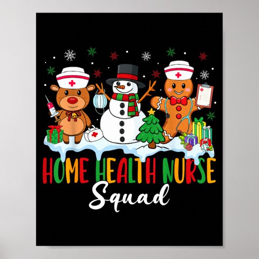 Poster Home Health Nurse Squad Reindeer Gingerbread Chris (Devant)