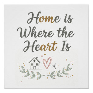 Poster Home Is Where the Heart Is - Cosy Wall Art Citatio