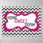 Poster Home Sweet Dorm Gris & Pink Chevron Wall Art Impri (Devant)