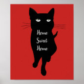 Poster Home Sweet Home citation Chat noir félin chite (Devant)