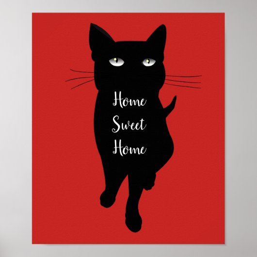 Poster Home Sweet Home citation Chat noir félin chite (Devant)