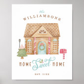 Poster Home Sweet Home Fun Aquarelle Gingerbread Maison (Devant)