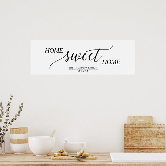 Poster Home Sweet Home Nom de famille (Cuisine)
