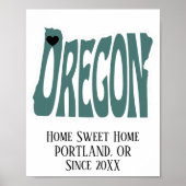 Poster Home Sweet Home Portland Oregon Green State Map (Devant)