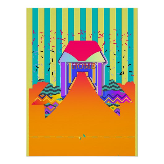 Poster HOME Yellow Aqua Stripe (Devant)
