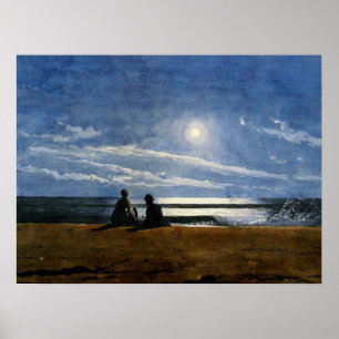 Poster Homer - Lumière de la Lune, peinture d'art,