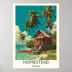 Poster Homestead Florida Vintage Rustic Travel Art