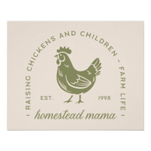 Poster Homestead maman poulet cottagecore ferme esthétiqu