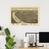Poster Homestead Pennsylvania 1902 Antique Panoramic Map (Bureau à domicile)