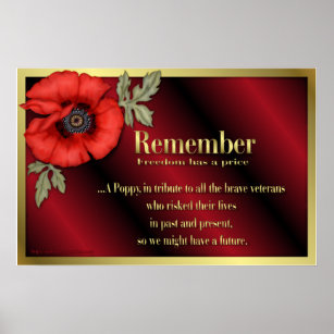 Poster Hommage aux vétérans avec pavot rouge