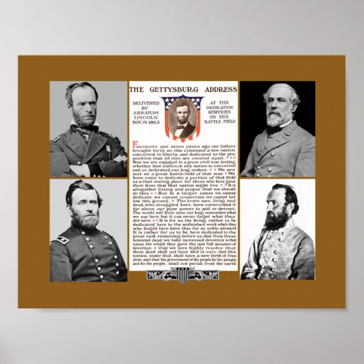 Poster Hommage de la Journée du Président Gettysburg Adre (Devant)