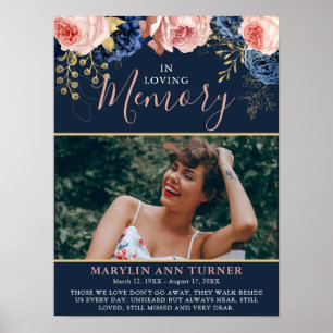 Poster Hommage Floral Élégant 'En Souvenir Affectueux' Mé
