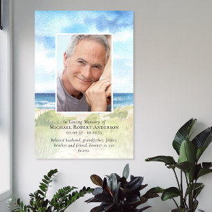 Poster Hommage photo de plage 60x90cm Mémorial funéraire