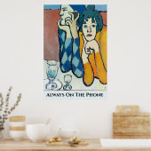 Poster Homme Abstrait sur le téléphone portable, modifier (Cuisine)