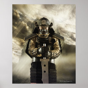 Poster Homme asiatique dans l'armure samouraï