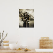 Poster Homme asiatique en armure samouraïe (Cuisine)