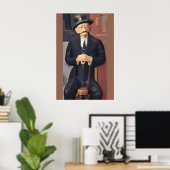 Poster Homme assis appuyé sur une canne (Bureau à domicile)