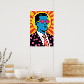 Poster Homme aux lunettes roses Pop Art (Cuisine)