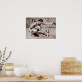 Poster Homme avec Baby Kangaroo (Cuisine)