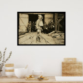 Poster Homme avec casque d'oxygène à une mine de charbon (Cuisine)