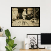Poster Homme avec casque d'oxygène à une mine de charbon (Bureau à domicile)