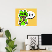 Poster Homme avec tête de grenouille souriante sur Jaune (Bureau à domicile)
