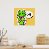 Poster Homme avec tête de grenouille souriante sur Jaune (Cuisine)