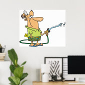 Poster Homme Avec Un Trou De Jardin (Bureau à domicile)