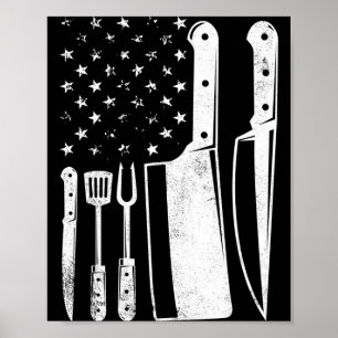 Poster Homme barbecue drapeau américain patriotique quatr