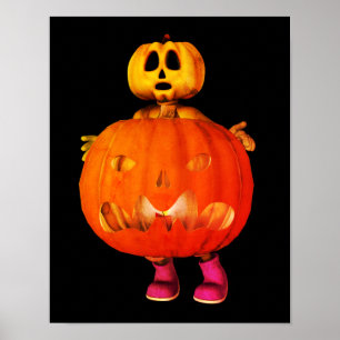 Poster Homme citrouille avec Jack-o'-lantern Halloween