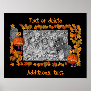 Poster Homme Citrouille Cadre Halloween Ajoutez Votre Pho