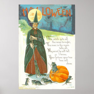 Poster Homme Citrouille De Sorcière Dans La Souris Lune