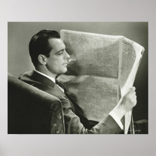 Poster Homme d'affaires lisant le journal