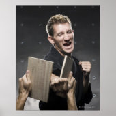 Poster homme dans un karaté noir gi pratiquant les arts m (Devant)