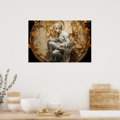 Poster Homme dans une peinture en bois doré (Cuisine)