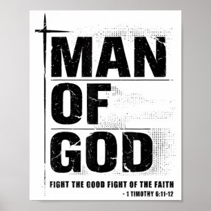 Poster Homme de Dieu père chrétien verset biblique Timoth