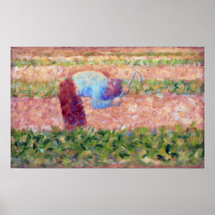 Poster Homme de Georges Seurat avec une houe