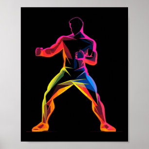 Poster Homme de kickboxing Style de dessin animé Kickboxe