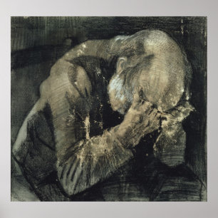 Poster Homme de Vincent van Gogh   avec sa tête dans des
