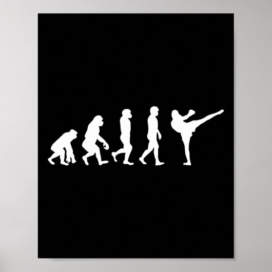 Poster Homme drôle singe gorille évolution karaté boxe Ki (Devant)